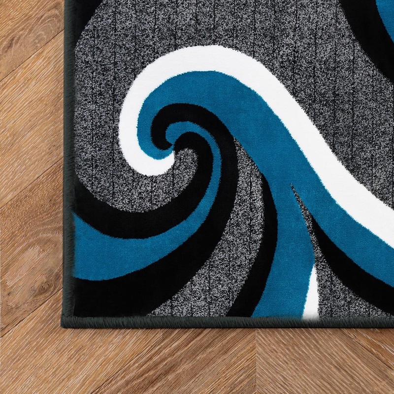 Home Decor Turquoise Rugs Swirl Modern Abstract Area Rug Stylish Premium Rug gallery