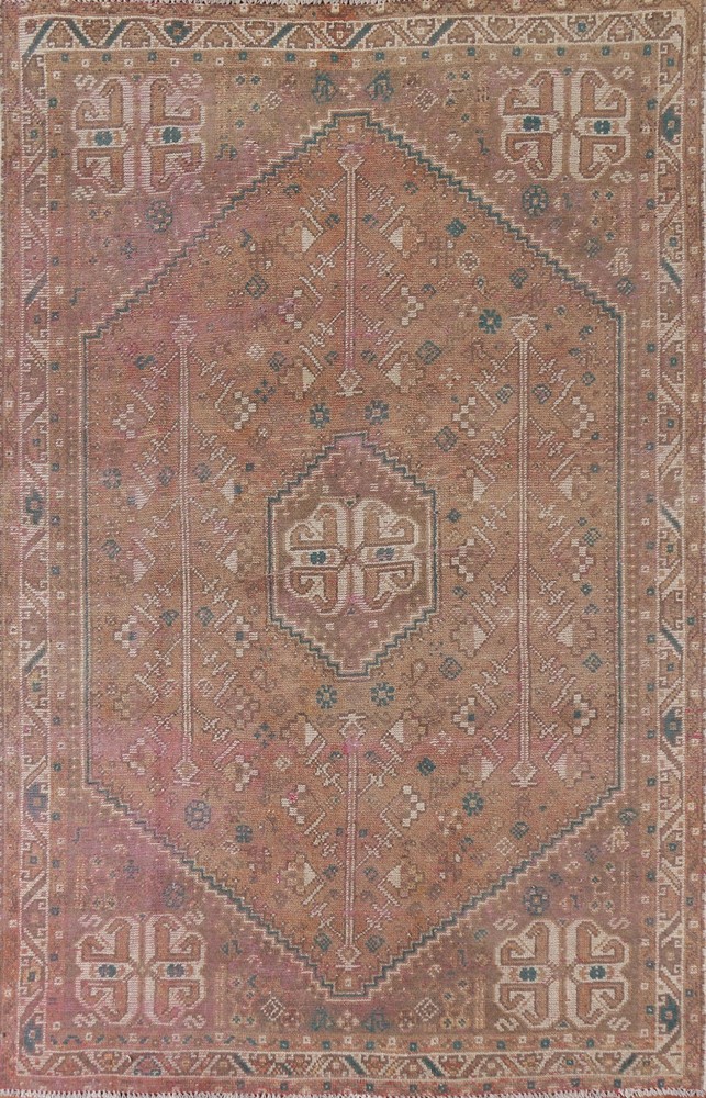Semi-Antique Geometric Handmade Area Rug 6x9 Living Room Tribal Wool Carpet