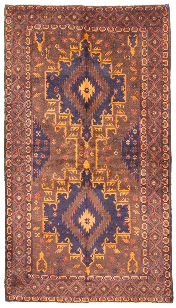 Vintage 3'7" x 6'5" Traditional Hand Knotted Vegetable Dye Wool Area Rug