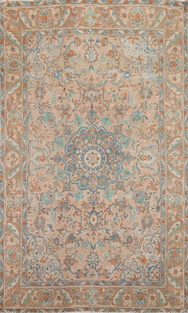 Distressed Floral Area Rug 6x10 Ft Handmade Traditional Living Room Wool Carpet