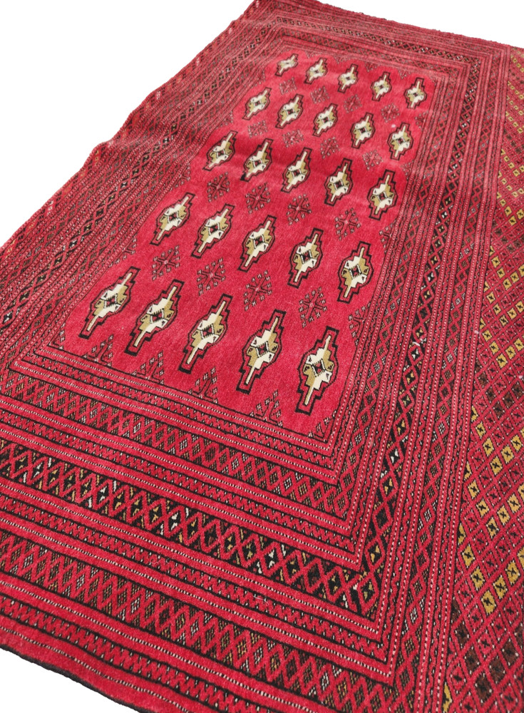 ANTIQUE HAND WOVEN TOURKMON VINTAGE WOOL VG DYE RED 54"x27"