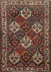 Antique Garden Design Vegetable Dye Traditional Rug 5×6 ft Hand-knotted Wool