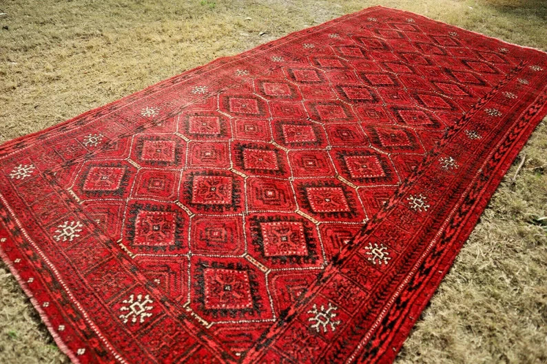 3.5 X 7 FT COLLECTRS ITEM Vintage Stunning Natural Vegetable Dye Afghan Turkoman gallery