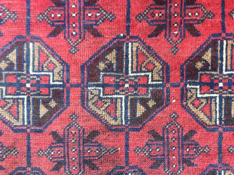 Vintage Afghan Rug: Hand-Knotted Wool, Felpa Design Area Rug 3x6 ft Free Ship gallery