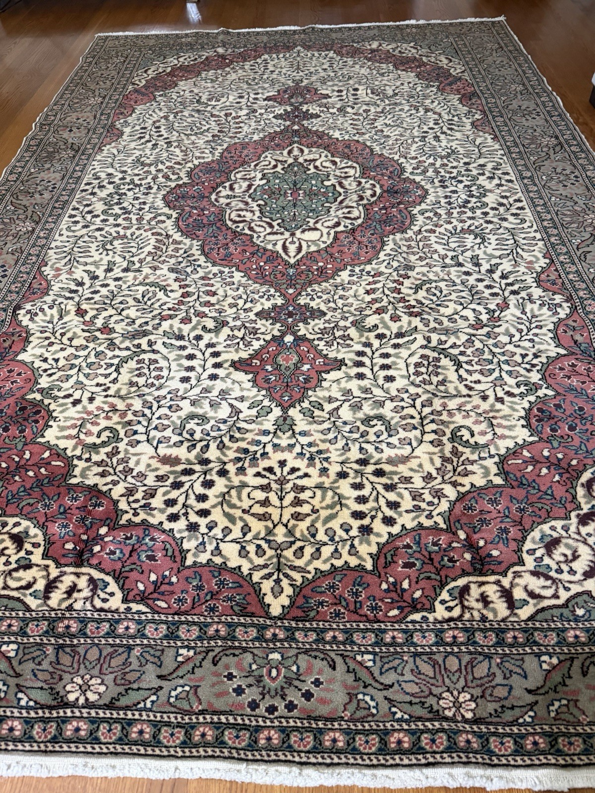 Antique Turkish Kayseri Bunyan Rug 6.5x10 ft Handwoven Wool Oriental Carpet gallery