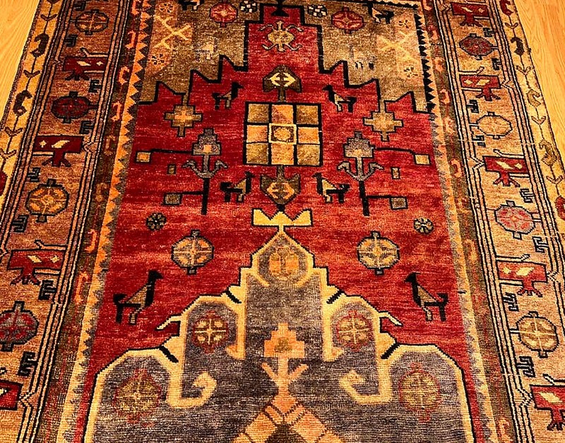 4.7x9.6 Handmade Vintage One Of A kind Village Made Natural Wool Pictorial Rug gallery