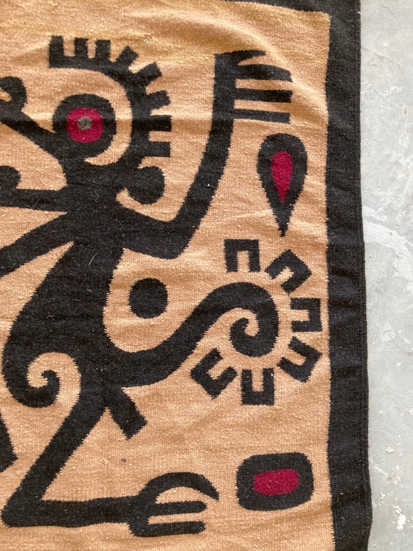 Vintage Traditional Handmade Mexican Zapotec American Kilim Floor Rug 111x82 cm gallery