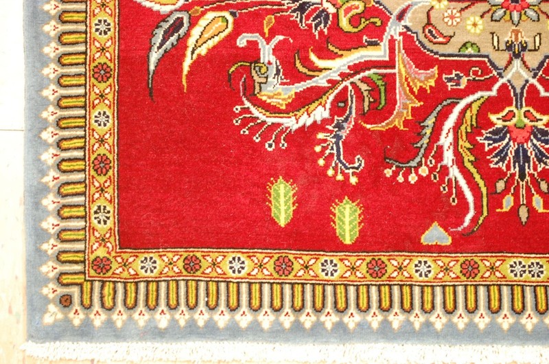 NATURAL WOOL,SILK Old HandWoven Oriental Rug,IN size OF 2'3" × 3'1" BIRDS DESIGN gallery