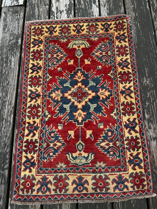 New Handmade Colorful Afghan Kazakh Small Accent Rug, 2'x3' gallery