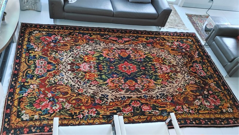 EXCEPTIONAL LARGE ORIGINAL MIDDLE EASTERN RUG GOLFARANG DESIGN 138 X 82" gallery