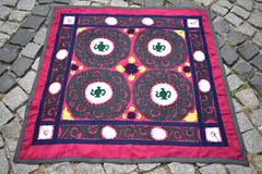 Vintage Uzbek Suzani Cover 36” x 37” Silk Embroidered Wall Hangings Suzani