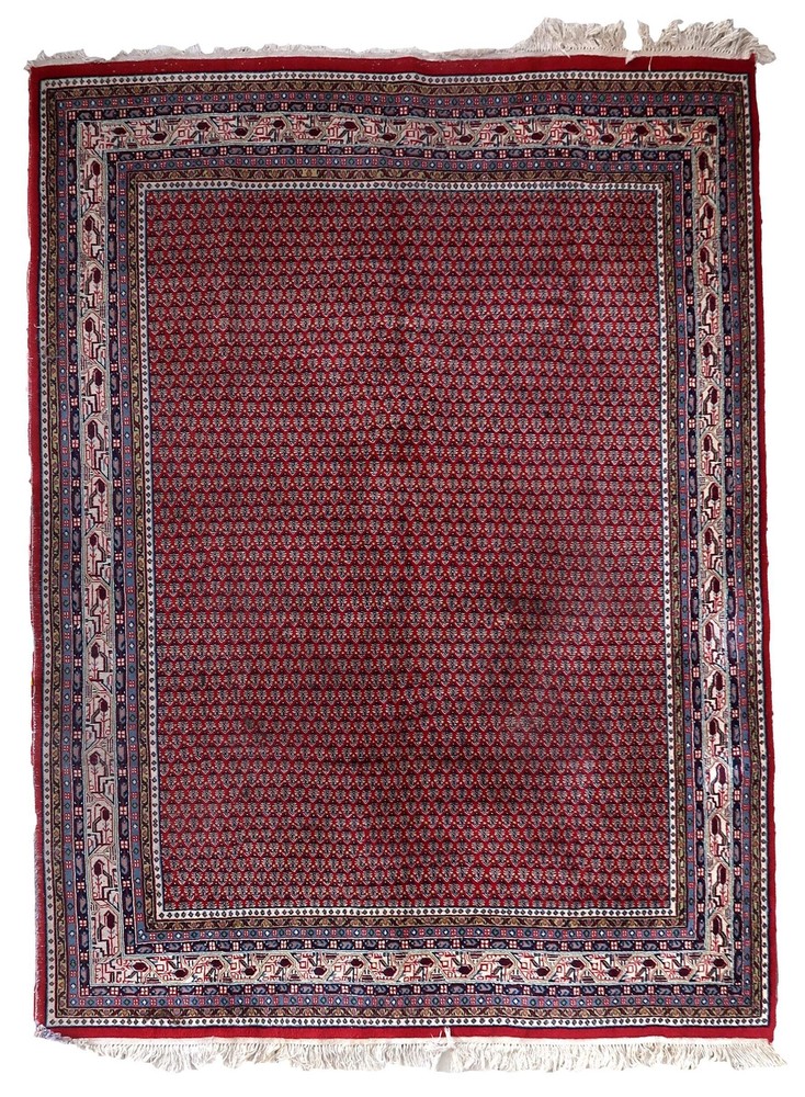Handmade vintage Indian Seraband rug 6.6' x 8.2' (204cm x 252cm) 1970s - 1C1062