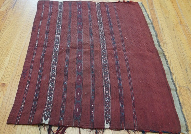 Antique 1880s Turkmen Torba 9 Line Bag-Face Hand Woven 100% Wool 3' x 3'6" gallery