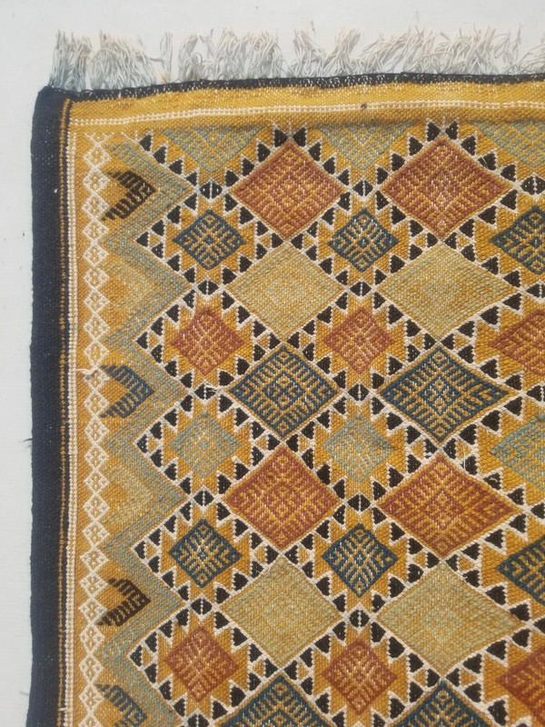 Vintage Traditional Handmade Turkish Anatolian Wool Multi Kilim Rug 6.8x3.4ft gallery