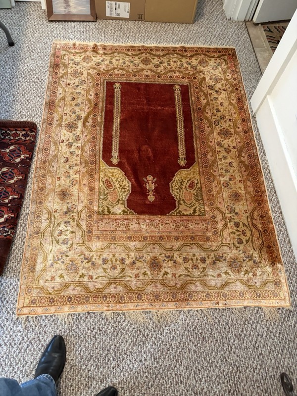 Vintage Turkish 1930 Silk Turkish Prayer Rug gallery