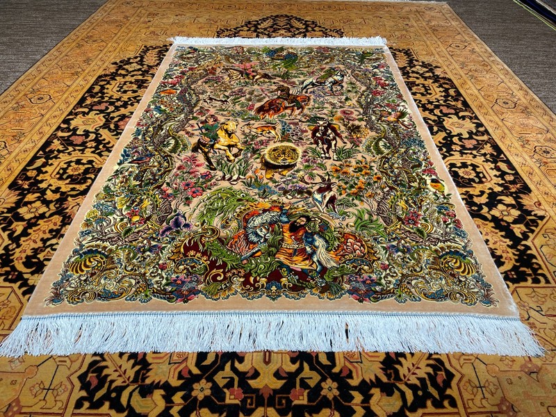 Silk Rug 3 x 5 Feet Hunting Design 3D Pattern High Quality 91 x 152 cm gallery