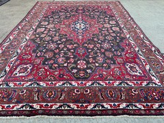 ANTIQUE ORIENTAL RUG 8×11 DARK BROWN BLUE VINTAGE HAND-KNOTTED handmade 9×12 ft