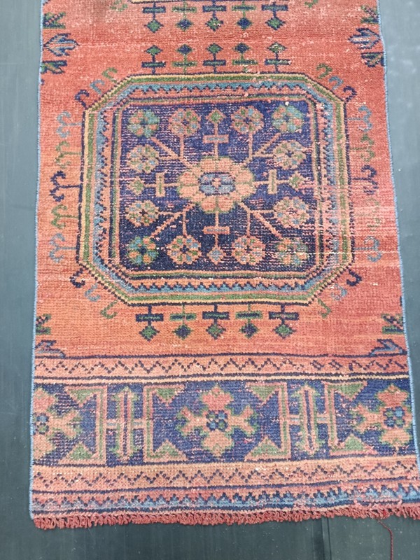 Long Red Medallion Handmade Runner, 2.1x11.9ft, Vintage Turkish Entryway Rug, gallery