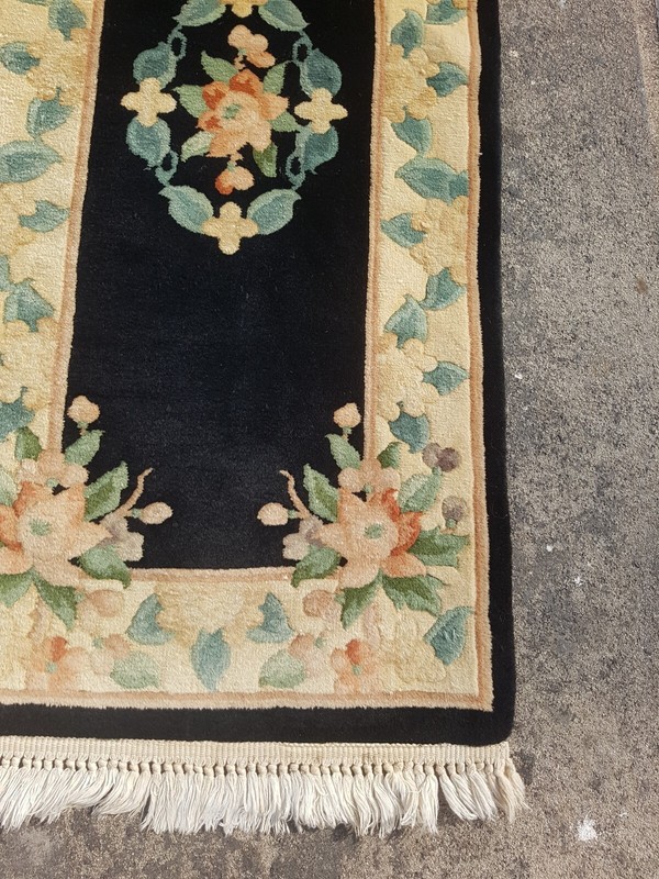 Vintage Chinese Floral Woolen Beautiful Art Deco Home Decor Rug Carpet 307x68 cm gallery