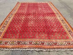 Vintage Distressed Hand Made Traditional Oriental Wool Red Rug 195x124cm