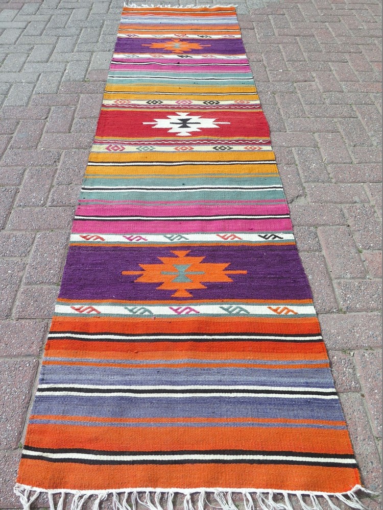 Runner Rug, Hallway Rug, Turkish Runner, Kitchen Rugs, Stairs Kilim Rug 25"x98"