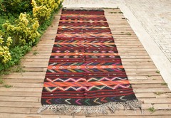 Kilim Old Rug 49”x143” Handwoven Tribal Adana Kilim 4×11 Primitive Tent Rug