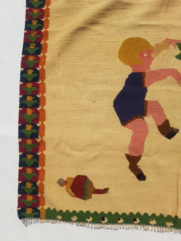 Vintage Traditional Handcrafted Pictorial Kilim Rug for Home Décor 141x92 cm gallery