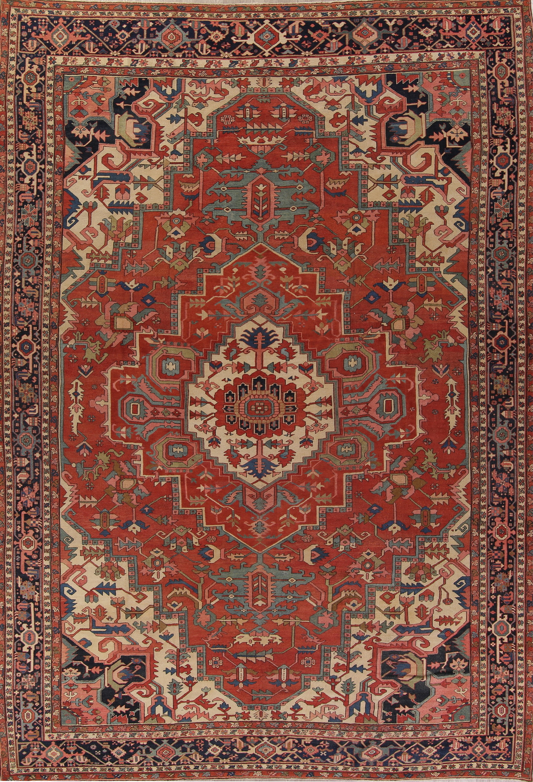 Pre-1900 Vegetable Dye Heriz Serapi Palace Size Handmade Antique Rug 12x16 gallery