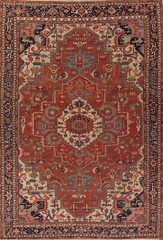 Pre-1900 Vegetable Dye Heriz Serapi Palace Size Handmade Antique Rug 12×16