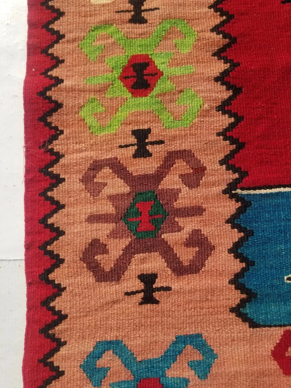 Vintage Traditional Handmade Turkish Anatolian Wool Multi Kilim Rug 6.2x4.6ft gallery