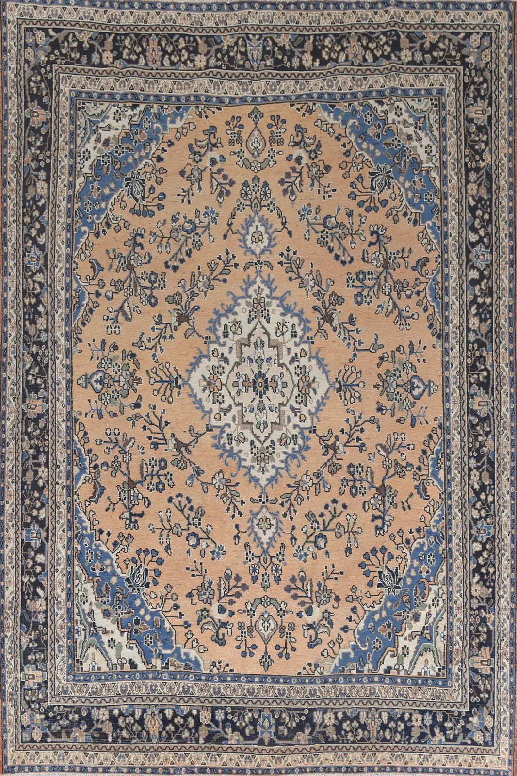 Vintage Muted Peach Hamedan Area Rug 9x12 ft Hand-knotted Low Pile Wool Carpet gallery