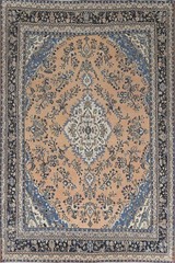 Vintage Muted Peach Hamedan Area Rug 9×12 ft Hand-knotted Low Pile Wool Carpet