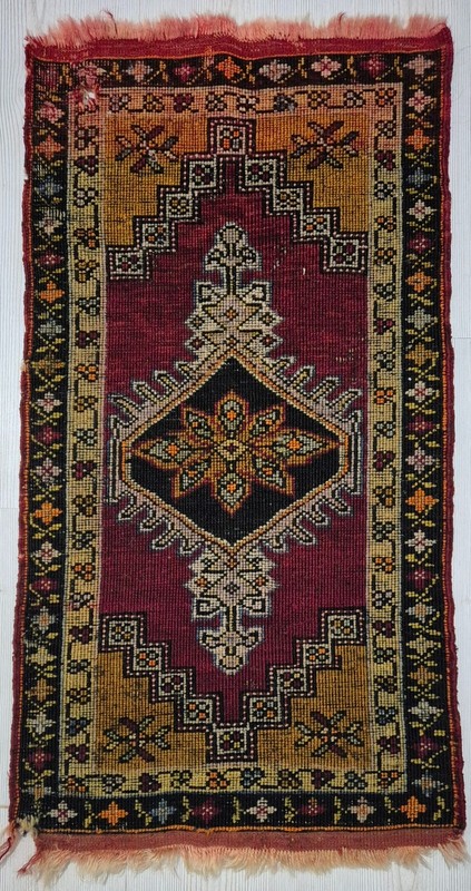 Antique Rug Pillow, Hand Woven Small Carpet, Anatolian Rug, Wool, Handmade gallery