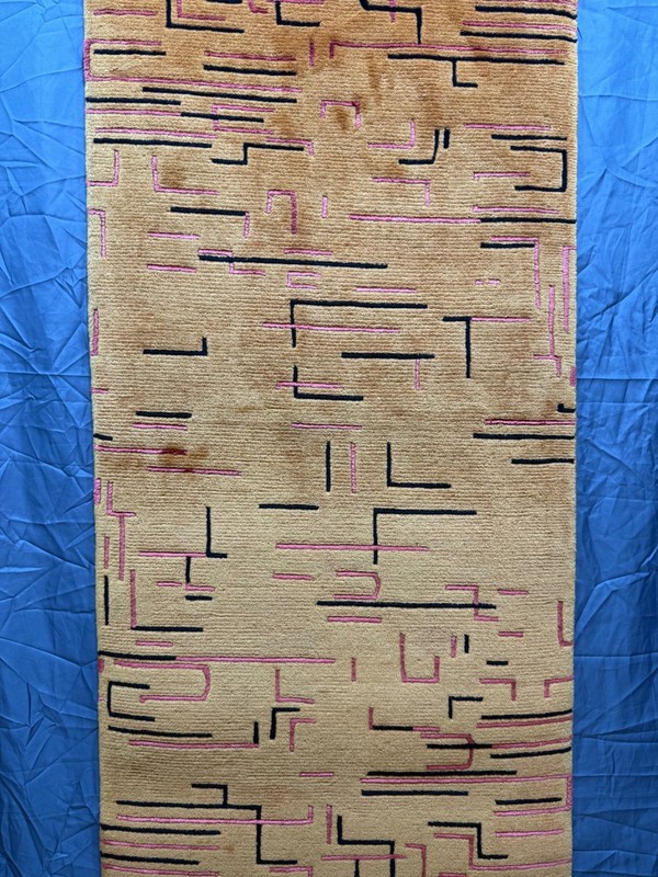 Vintage Beautiful Hand Knotted Modern Design Wool Rug Carpet 137x69 Cm gallery