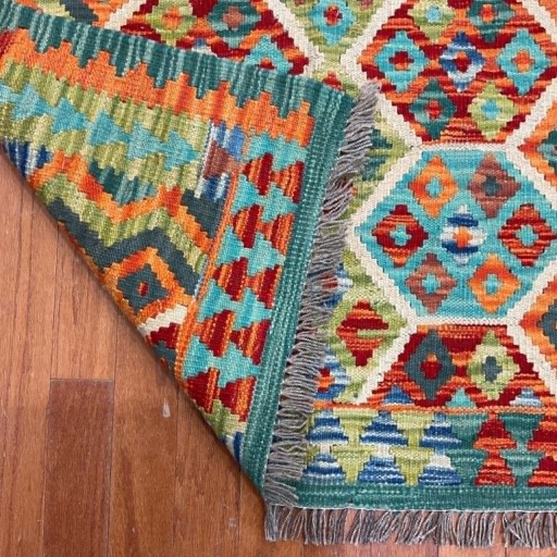 Afghan Hand-woven Mimana Kilim 100% Wool Area Rug (5'2" x 3'7") gallery