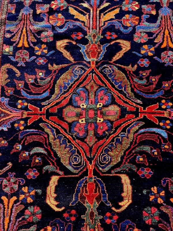 Gorgeous 6 X 11 Lilihaan-Sarouk Stunning Electric Indigo Peach Aqua Maroon Sage gallery