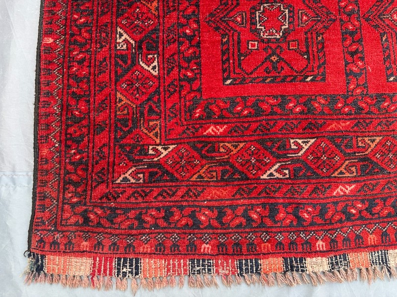 3'2x6'8 ft Antique Turkmen Ersari Rug Hand Knotted Low Pile Tribal Wool Carpet gallery