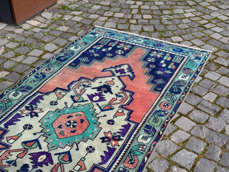 Area rug, Turkish rug, Vintage rug, Handmade rug, Wool rug Carpet | 4,3 x 7,8 ft gallery