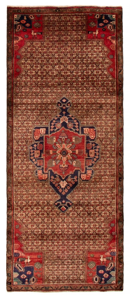 Vintage 3'6" x 8'11" Traditional Hand Knotted Vegetable Dye Wool Area Rug