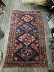 Hand-Knotted Antique Rug Size 7 Long By 4 Ft Wide Geometric Stunning