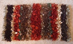 Vintage Handmade PRODDY/PROGGY CLIPPY Rag Rug/Mat 36”x19”-Brown/Rust/Beige/Green
