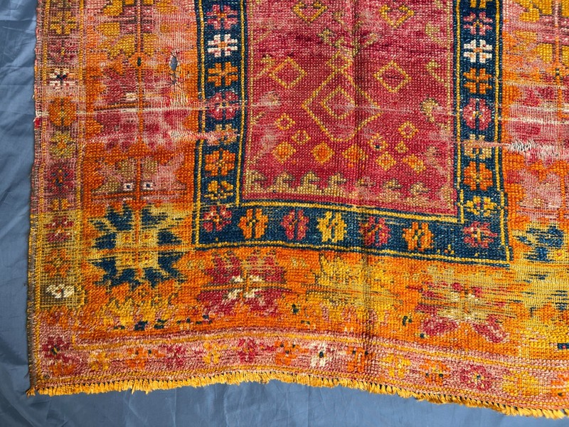 Antique Caucasian Prayer Rug Distressed Low Pile Hand Knotted Vintage 3.5x5.5FT gallery