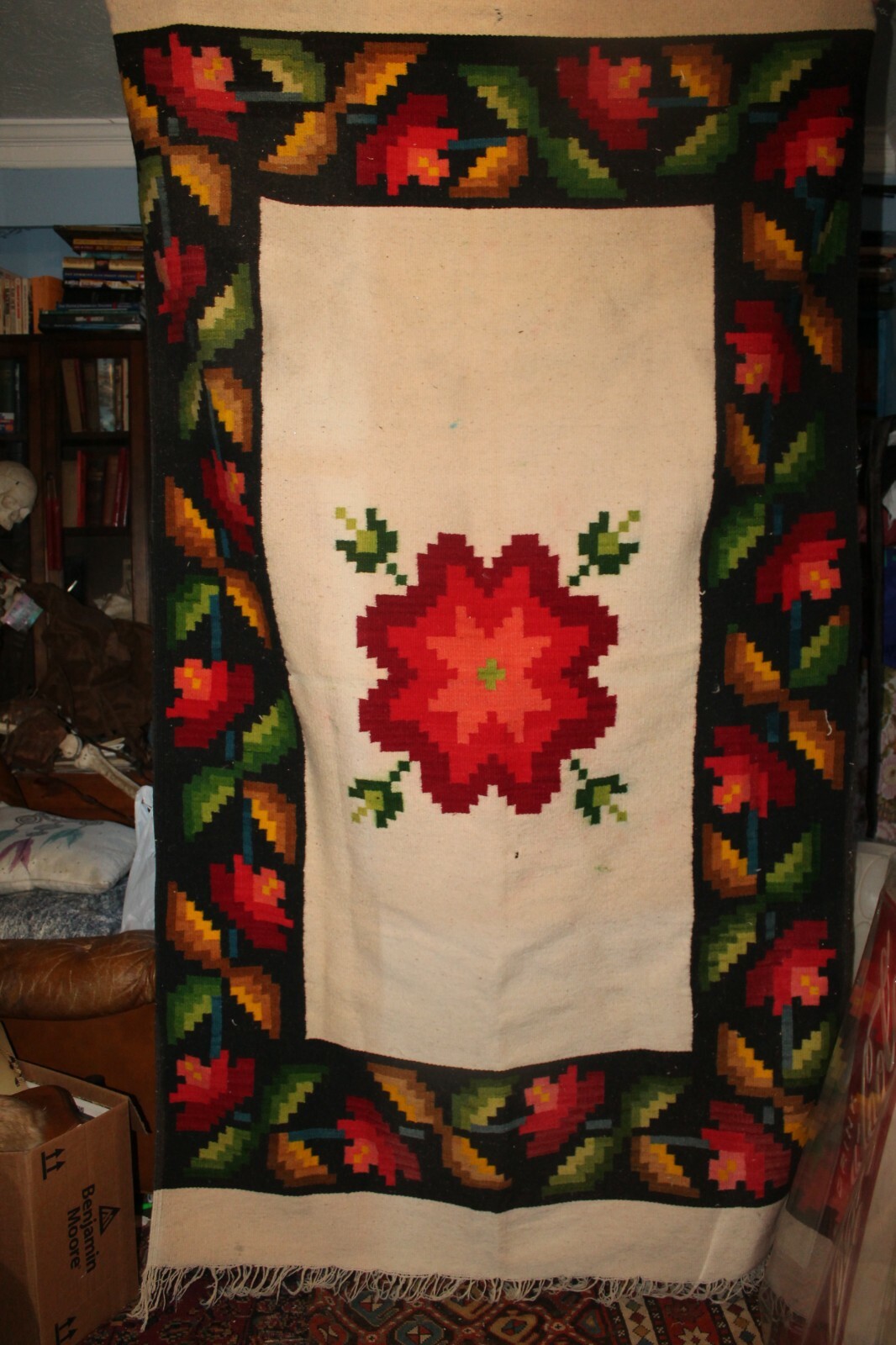 Antique Hand Woven Rug 78" x 42" Geometric Floral gallery