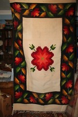 Antique Hand Woven Rug 78″ x 42″ Geometric Floral