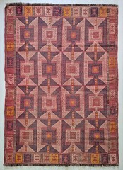 Vintage Anatolian Cicim Kilim Rug 4×6 Handwoven Wool Turkish Tribal Carpet 126×1