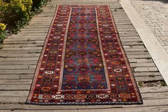 Caucasian Rug 53”x117” Hand Knotted Vintage Primitive Red 4×9 Rug 135x300cm