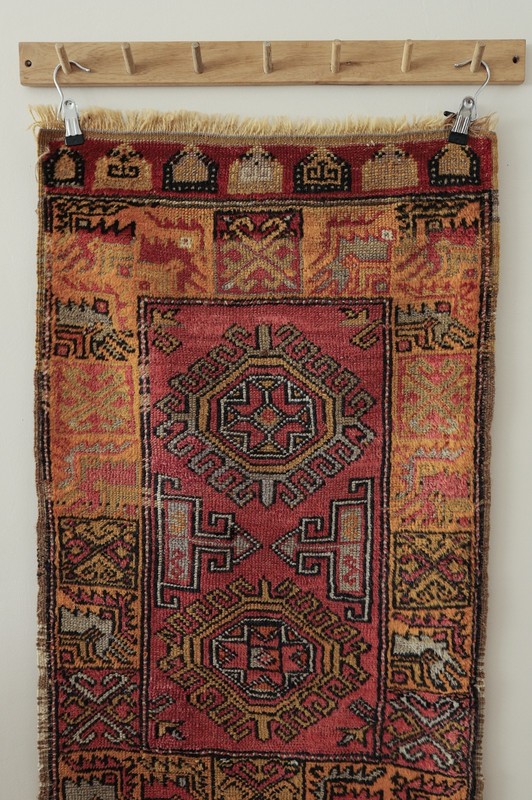 Vintage Turkish Small Rug Handmade Wool Door Mat Tribal Geometric 2x3 ft gallery