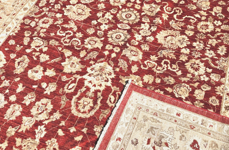 ANTIQUITY HAND-KNOTTED TURKISH OUSHAK PISHAWAR-ZIGLAR WOOL MUTED RUG 9'2 X11'7" gallery