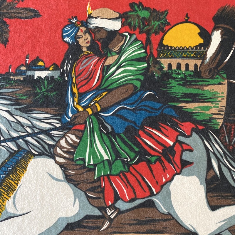 Vintage Turkish Wall Art / Plush Felt / Velvet Cotton Textile Tapestry Rug gallery