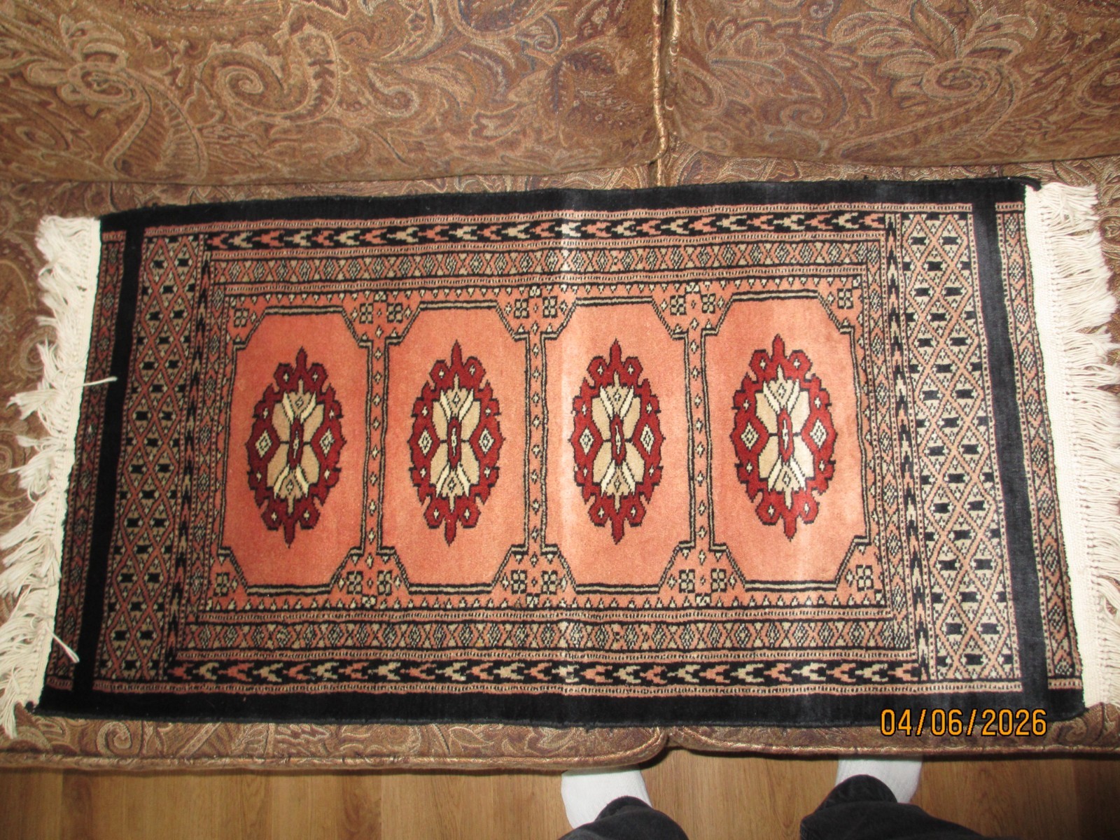 RARE HAND KNOTTED VINTAGE PAKISTANI BOUKHARA WOOL AREA RUG 36 X 19 gallery